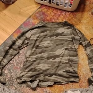 Maurices Gray Camouflage Top